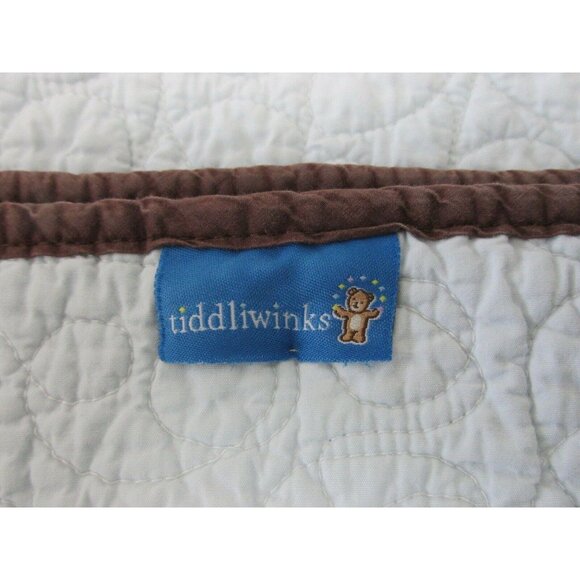 Crib Blanket Quilt Blue Brown Circles Dots Cotton Play Mat 35x42 by Tiddliwinks - Picture 7 of 7